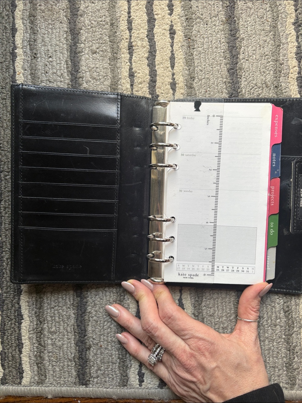 Kate Spade - Vintage 6-ring Pocket Planner in Black Nylon-Excellent Condition! - Picture 3 of 8